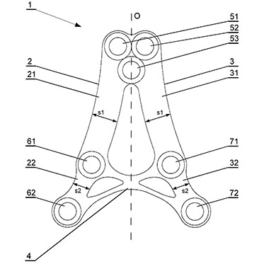 Universal A-shaped condylar fracture fixation plate with two arms connected at the top and flared at the bottom and connected there by a crossbar, with three holes at the apexes of an isosceles triangle for plate fixing screws in the condylar process, and at the lower ends of the arms there are two screw holes for fixing the plate in the mandibular branch